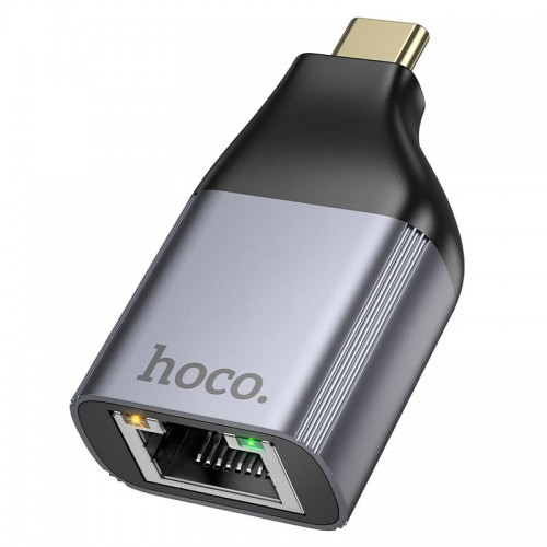 Переходник HOCO Type-C to RJ45 adapter UA35 |100Mbps| metal-grey