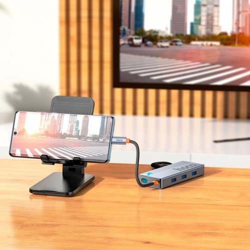 HUB адаптер HOCO Wow 5-in-1 multi-function converter HB50 (HDTV+PD+USB 3.0*3) grey