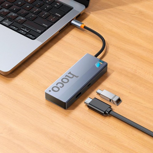 HUB адаптер HOCO Wow 5-in-1 multi-function converter HB50 (HDTV+PD+USB 3.0*3) grey