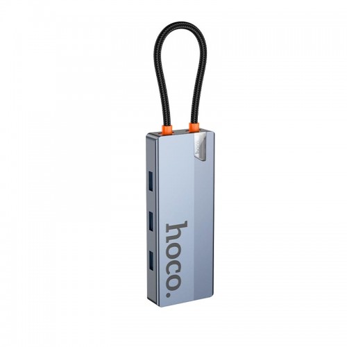 HUB адаптер HOCO Wow 6-in-1 multi-function converter HB51 (HDTV+RJ45+PD+USB 3.0*3) grey