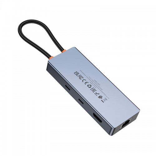 HUB адаптер HOCO Wow 8-in-1 multi-function converter HB52 (HDTV+RJ45+SD/TF+PD+Type-C 3.0+USB 3.0*2) grey
