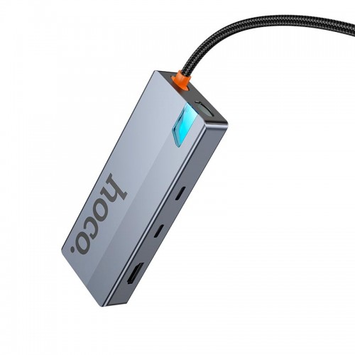 HUB адаптер HOCO Wow 8-in-1 multi-function converter HB52 (HDTV+RJ45+SD/TF+PD+Type-C 3.0+USB 3.0*2) grey