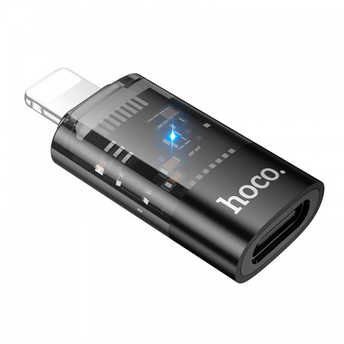 Переходник HOCO iP male to C female OTG transparent adapter UA36A |480Mbps, 2A| black