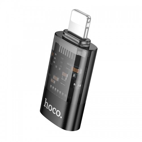 Переходник HOCO iP male to C female OTG transparent adapter UA36A |480Mbps, 2A| black
