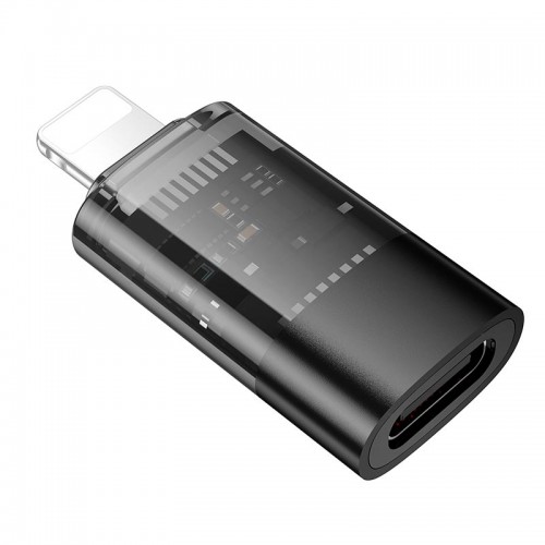Переходник HOCO iP male to C female OTG transparent adapter UA36A |480Mbps, 2A| black