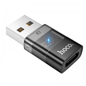 Переходник HOCO USB male to C female USB2.0 transparent adapter UA36C |480Mbps, 3A| black