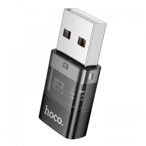 Переходник HOCO USB male to C female USB2.0 transparent adapter UA36C |480Mbps, 3A| black