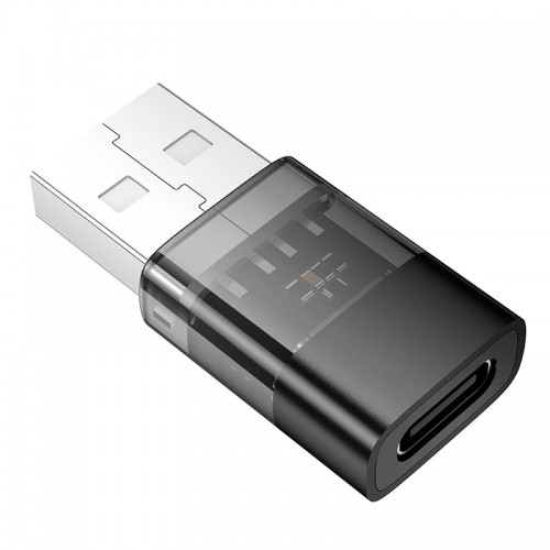 Переходник HOCO USB male to C female USB2.0 transparent adapter UA36C |480Mbps, 3A| black
