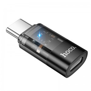 Переходник HOCO C male to iP female transparent adapter UA36D |480Mbps, 3A| black