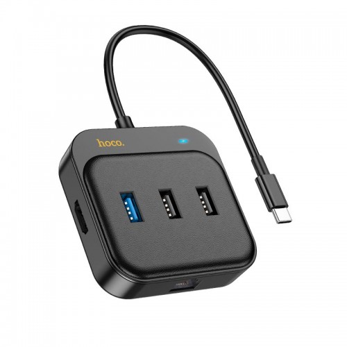 HUB адаптер HOCO Easy link 6-in-1 Multiport Adapter HB37 (HDTV+RJ45+USB3.0+USB2.0x2+PD100W) black