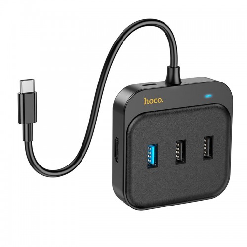HUB адаптер HOCO Easy link 6-in-1 Multiport Adapter HB37 (HDTV+RJ45+USB3.0+USB2.0x2+PD100W) black