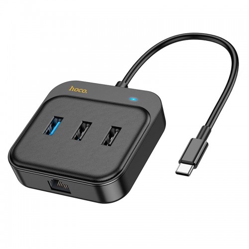 HUB адаптер HOCO Easy link 6-in-1 Multiport Adapter HB37 (HDTV+RJ45+USB3.0+USB2.0x2+PD100W) black