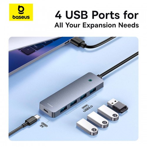 HUB адаптер Baseus UltraJoy Series 4-Port HUB Lite |USB-A to USB3.0*4, 5Gbps,15cm| grey