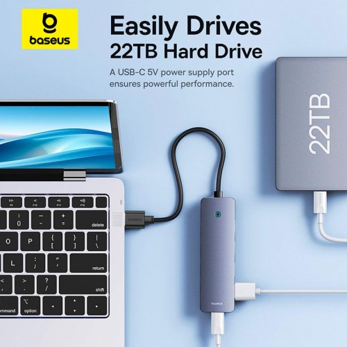 HUB адаптер Baseus UltraJoy Series 4-Port HUB Lite |USB-A to USB3.0*4, 5Gbps,15cm| grey