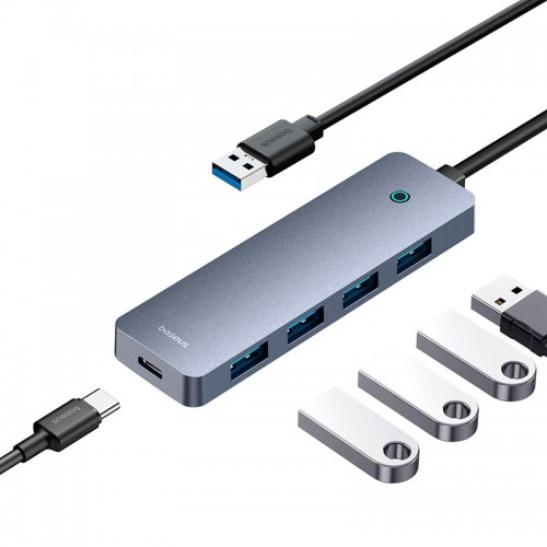 HUB адаптер Baseus UltraJoy Series 4-Port HUB Lite |USB-A to USB3.0*4, 5Gbps,15cm| grey
