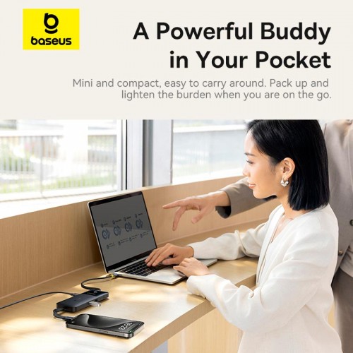 HUB адаптер Baseus Dual Fast Charging 6-in-1 HUB (USB-C to HDMI 4K*1+USB-A*2+USB-C*3) black