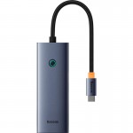 Хаб-адаптер Baseus UltraJoy Series 5-Port HUB Docking Station |Type-C на HDMI 4K@30Hz*1 + USB 3.0*4| серый