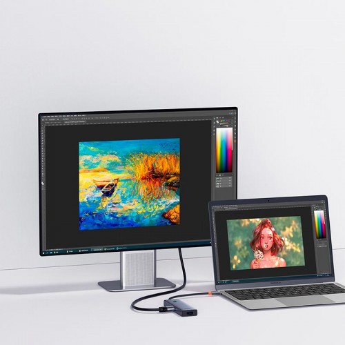 HUB адаптер Baseus UltraJoy Series 5-Port HUB Docking Station |Type-C to HDMI4K@30Hz*1+USB 3.0*4| grey