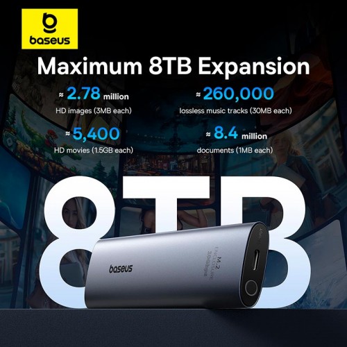 Кишеня Baseus FlyJoy Series SSD Enclosure (M. 2 NVMe) |8TB Max| grey