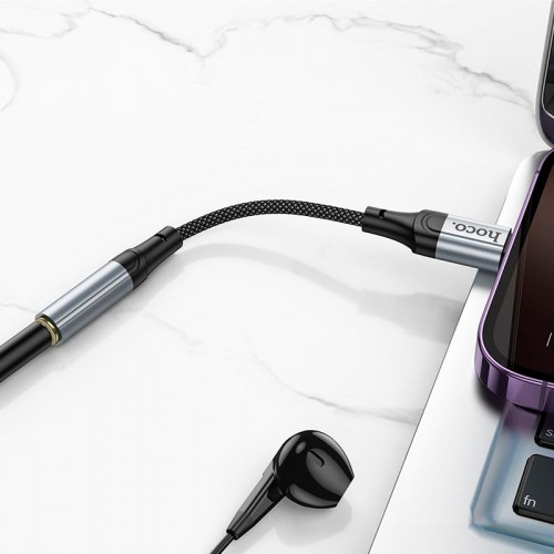 Переходник HOCO Lightning to 3.5mm Fresh digital audio converter LS36A |0.12m, DA| grey