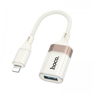 Переходник HOCO Crystal Lightning male to USB female 2.0 adapter UA39 |0,125m, 480Mbps, OTG|
