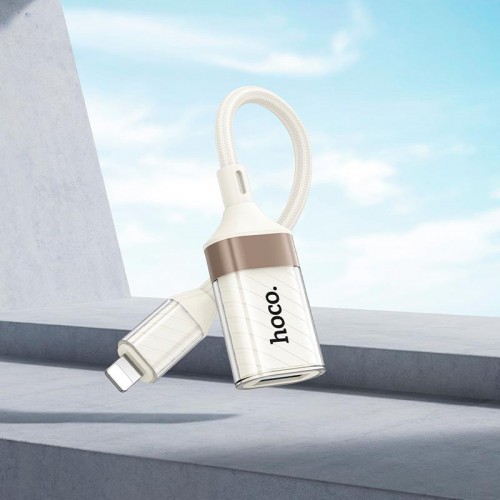 Переходник HOCO Crystal Lightning male to USB female 2.0 adapter UA39 |0,125m, 480Mbps, OTG| white-gold