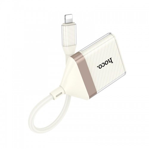 Переходник HOCO Crystal Lightning 2-in-1 card reader UA40 |0,140m, 480Mbps, OTG 2TB Max| white-gold