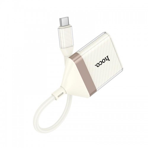 Переходник HOCO Crystal Type-C 2-in-1 card reader UA40A |0,140m, 480Mbps, OTG 2TB Max| white-gold