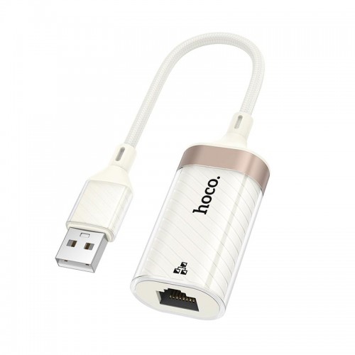 Переходник HOCO Crystal USB ethernet adapter UA41 |0.145m, 100Mbps| white-gold