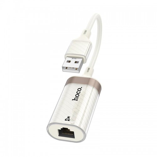 Переходник HOCO Crystal USB ethernet adapter UA41 |0.145m, 100Mbps| white-gold