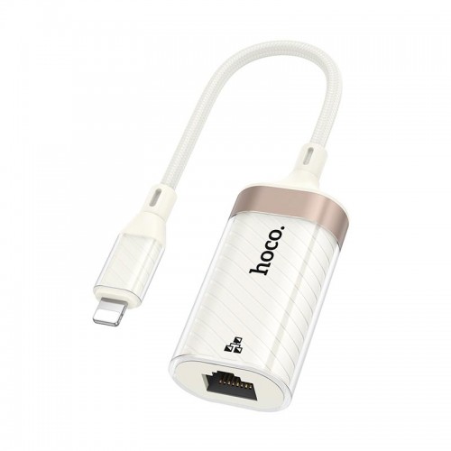 Переходник HOCO Crystal Lightning ethernet adapter UA41A |0.145m, 100Mbps| white-gold