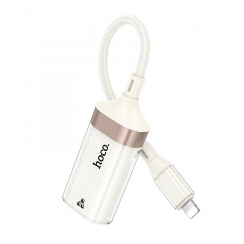 Переходник HOCO Crystal Lightning ethernet adapter UA41A |0.145m, 100Mbps| white-gold