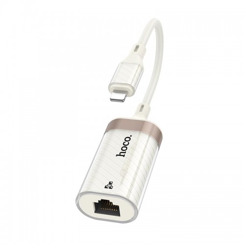 Переходник HOCO Crystal Lightning ethernet adapter UA41A |0.145m, 100Mbps| white-gold
