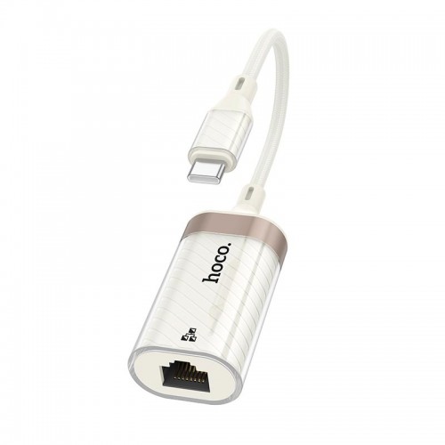 Переходник HOCO Crystal Type-C ethernet adapter UA41B |0.145m, 100Mbps| white-gold
