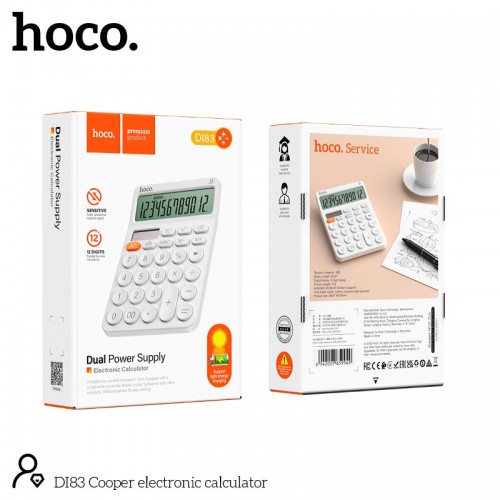 Калькулятор HOCO Cooper electronic calculator DI83 |12 digits, battery+solar power| white