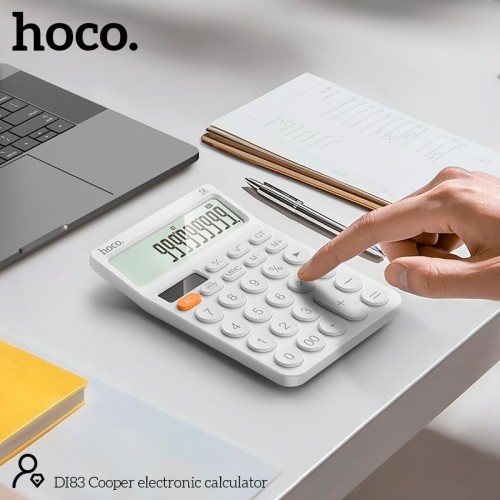 Калькулятор HOCO Cooper electronic calculator DI83 |12 digits, battery+solar power| white