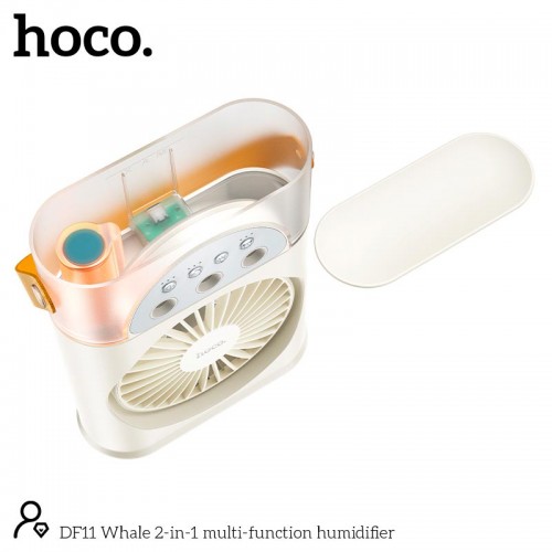 Зволожувач вентилятор HOCO Whale 2-in-1 multi-function humidifier DF11 |3 speed, Abbient Light, 10h Milky white