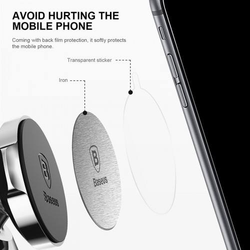 Пластини Baseus Magnet iron Suit для з'єднання магнітного тримача і телефону silver