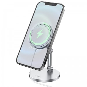 Тримач HOCO Daring magnetic wireless charging desktop stand PH39 (без MagSafe) silver