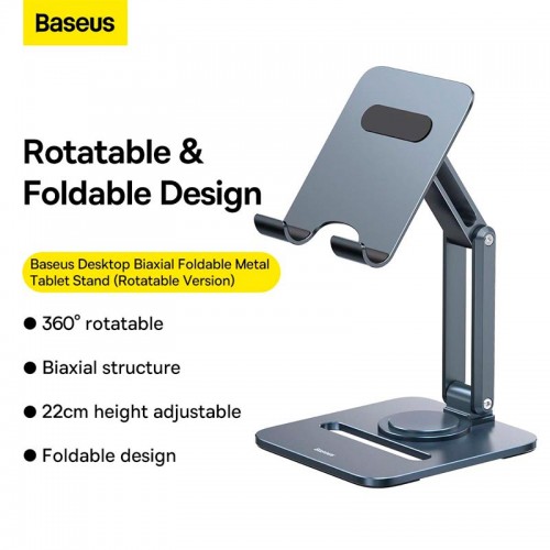 Тримач Baseus Desktop Biaxial Foldable Metal Stand (for Tablets) (B10431801811-00) grey
