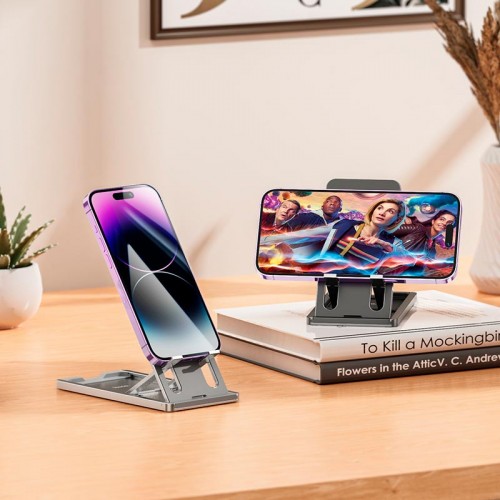 Тримач HOCO Freedom metal folding desktop stand HD5 |4.5-7"| silver