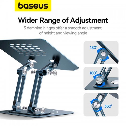 Підставка для ноутбука Baseus UltraStable Pro Series Rotatable and Foldable Laptop Stand (3hinge) Space gray