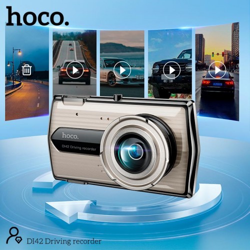 Відеореєстратор HOCO DI42 Driving recorder with rear camera |720p front/480p rear| metal-grey