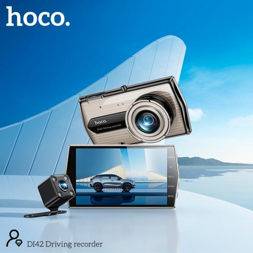 Відеореєстратор HOCO DI42 Driving recorder with rear camera |720p front/480p rear| metal-grey