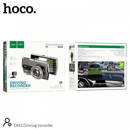 Відеореєстратор HOCO DI42 Driving recorder with rear camera |720p front/480p rear| metal-grey