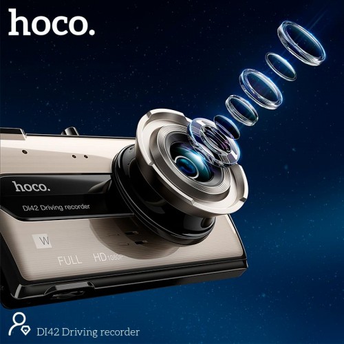 Відеореєстратор HOCO DI42 Driving recorder with rear camera |720p front/480p rear| metal-grey