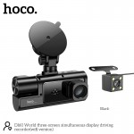Видеорегистратор HOCO DI60 World с одновременным отображением трех экранов (версия с Wi‑Fi) |720p передняя/480p задняя/480p внутренняя| черный
