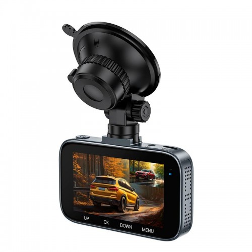 Відеореєстратор HOCO Driving recorder with 3-inch display (with rear camera) DV6 |1080p/30FPS front, 720p rear, G Sessor| grey
