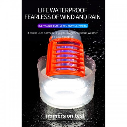 Кемпінгова лампа з сонячною панеллю 3в1 лампа + ліхтар + захист від комарів W890 |12-20h, ip55| orange