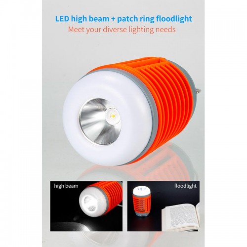 Кемпінгова лампа з сонячною панеллю 3в1 лампа + ліхтар + захист від комарів W890 |12-20h, ip55| orange